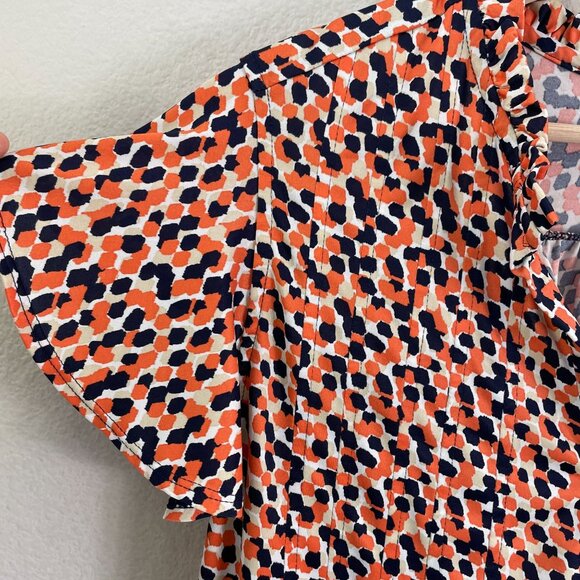 Cocomo Woman Plus 1X Spotted Print Button Front Blouse Flutter Sleeve Tunic Top - Picture 8 of 10